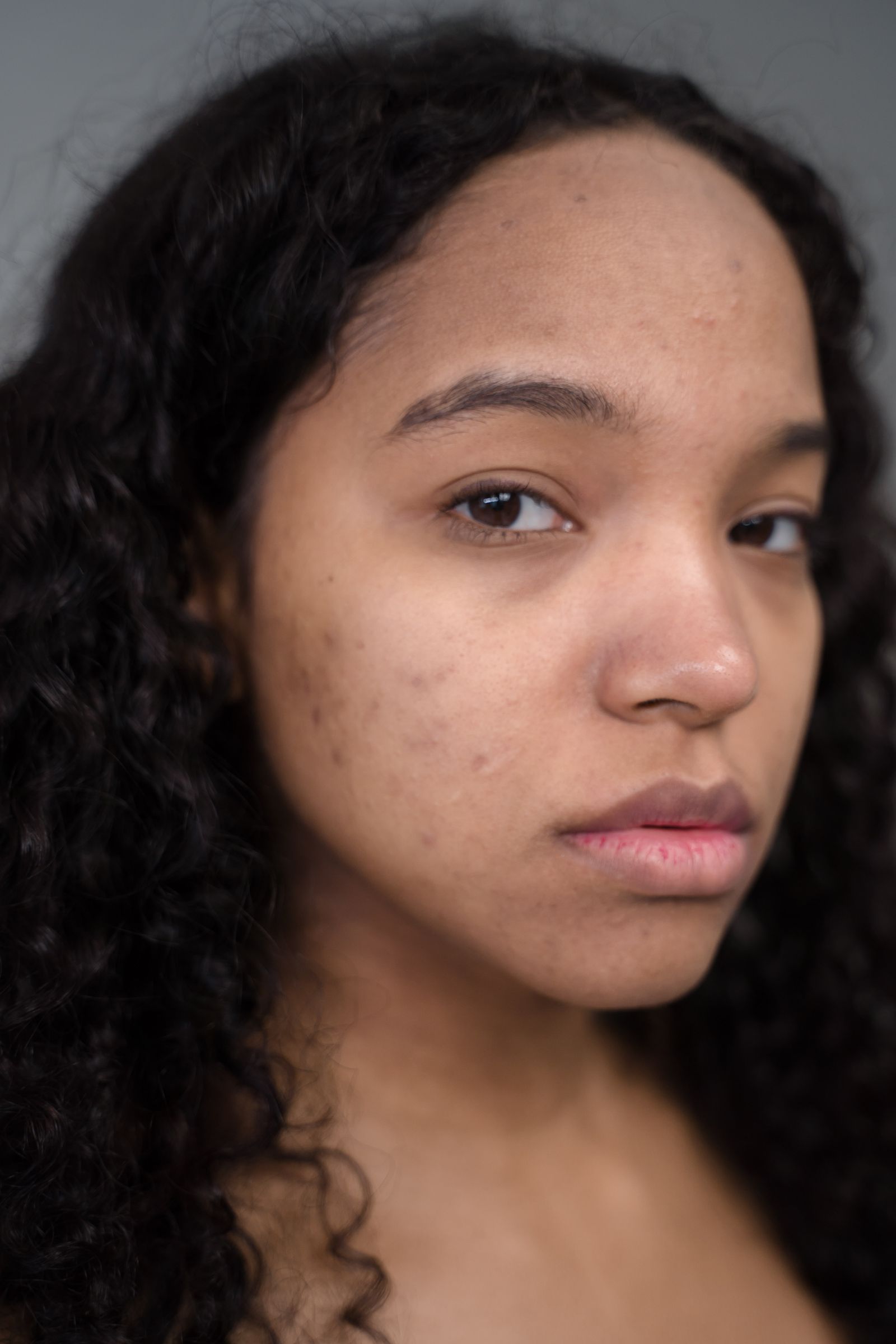 Close portrait showing natural skin texture